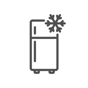 Single chamber refrigerator line icon. Fridge sign. Freezer storage symbol. Quality design element. Editable stroke. Linear style refrigerator icon. Vector