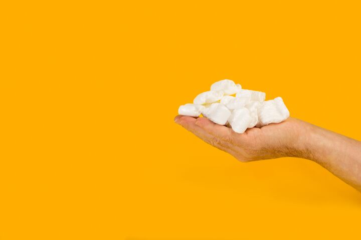 PS, polystyrene, recycling, packaging, hand