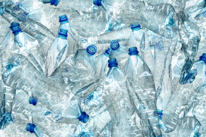 Pile of used empty PET bottles