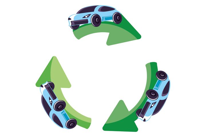 recycling arrows with cars sedan transportation