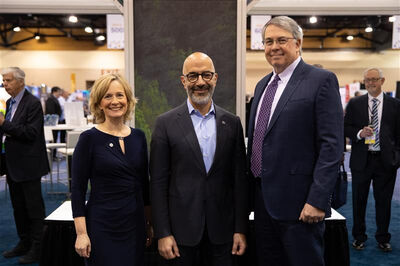 © Business Wire From left: Kirsty Armer, VP of Environmental Services UK at Westinghouse; Sam Shakir, President of Environmental Services at Westinghouse and Mark Duff, CEO of Perma-Fix joined at the Waste Management Symposia today to announce a new advanced materials treatment facility in the UK