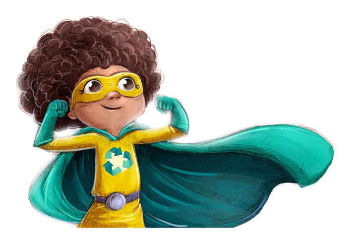 Illustration of superhero girl fighting for the environment