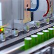 Conveyor line for the production of lithium ion batteries. Ecological energy. 3D illustration. 3D rendering. High quality photo