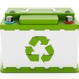 Recyclable car battery isolated on white background