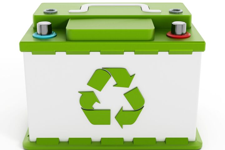 Recyclable car battery isolated on white background