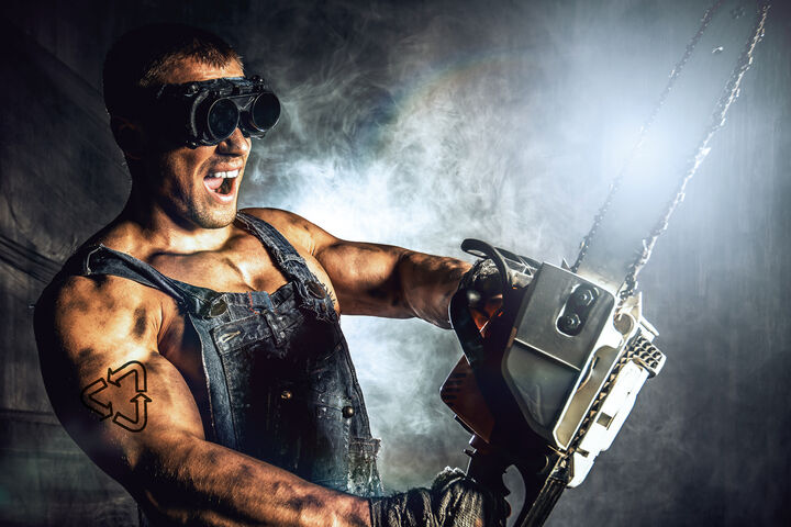 man with chainsaw