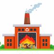 city waste incineration plant. harmful emissions into the atmosphere. flat vector illustration.