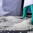 white plastic grain, plastic polymer granules,hand hold Polymer pellets, Raw materials for making water pipes, Plastics from petrochemicals and compound extrusion, resin from plant polyethylene.