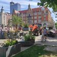 pocket park with textile furniture in katowice