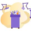 Vector illustration Automated robot sorting garbage on white background Waste sorting management artificial intelligence concept Recycling Eco friendly green city Flat style Design for website, print