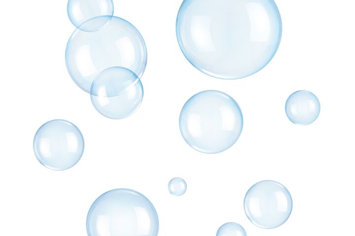 Soap bubbles on a white background