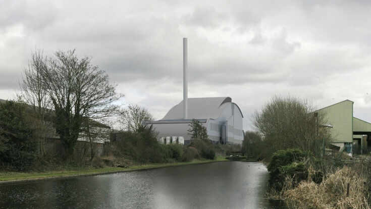 © Doosan Lentjes Haus, Schornstein, graue Wolken