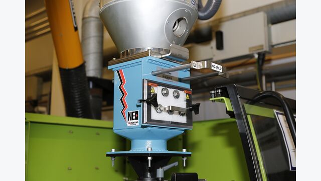 A Bunting Magnetics Europe FF Grate Magnet included in a plastics production line at the Polymer Training and Innovation Centre in Telford