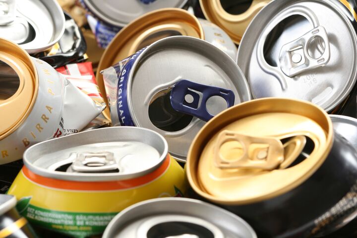 background of empty cans - recycling idea