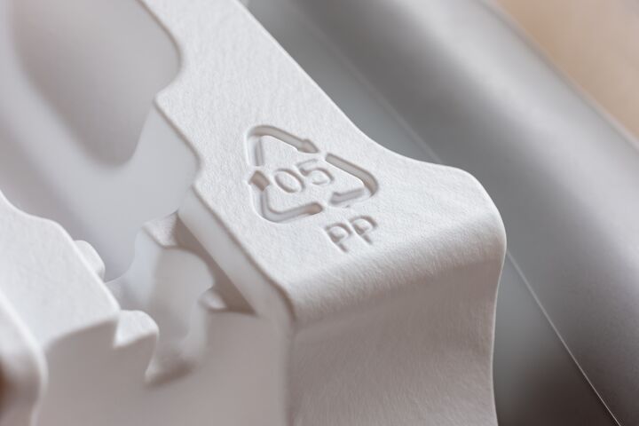 Recycling symbol polypropylene material resin code 05 PP considered one of the safer plastics