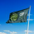 February 1, 2023, Brazil. The 2023 United Nations Climate Change Conference COP28 UAE soon appears on a flag. Event will be on 6-17 November 2023, in Emirate of Dubai, United Arab Emirates