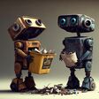 Robots sorting trash, created with Generative AI technology