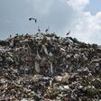 Pollution concept. Garbage pile in trash dump or landfill