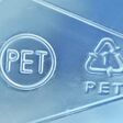 Close-up of plastic recycling symbol 01 PET (Polyethylene terephthalate)