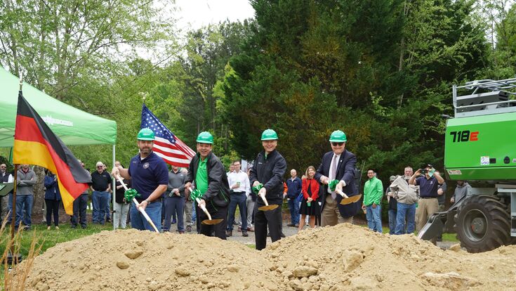 from left to right: Jamie Lineberger, County Commissioner // Constantino Lannes, Managing Director SENNEBOGEN LLC, // Erich Sennebogen, Partner // Ted Alexander, North Carolina State Dist. 44