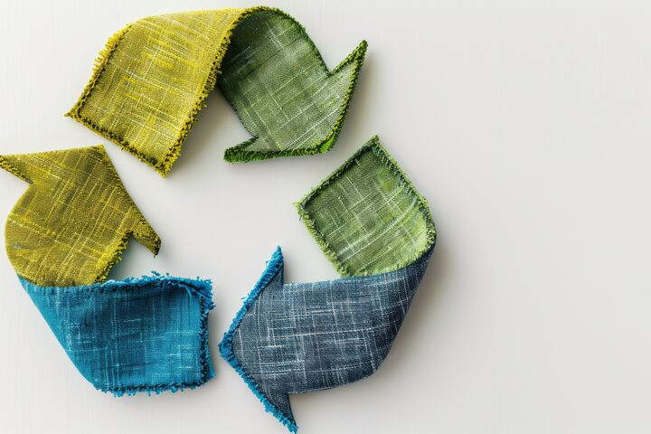 Textile Recycle Symbol on White, Concept of Sustainable Fashion