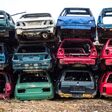blue, green, old, red, metal, business, transport, transportation, colorful, waste, recycle, crushed, steel, trash, environment, iron, rust, rusty, colors, industry, industrial, vehicle, car, yard, stack, heap, pile, stacked, sad, economy, production, damaged, recycling, broken, abandoned, scrap, auto, salvage, wreck, ruined, junk, lifetime, garbage, end of life, junkyard, dump, piled, compressed, scrapyard, landfill