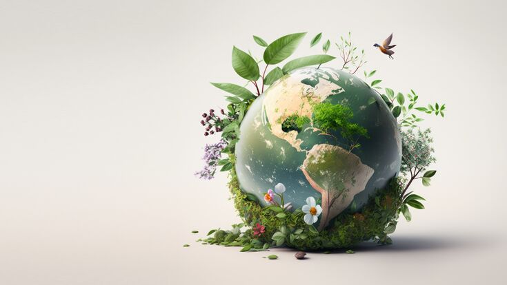 © CYBERUSS - stock.adobe.com Earth day concept on white background, World environment day. Created by Generative Ai