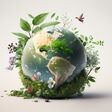 Earth day concept on white background, World environment day. Created by Generative Ai