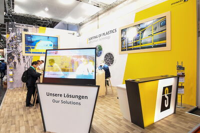 The STEINERT stand in Hall 9 at K 2025 – the meeting place for recycling and sorting technology experts.
