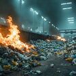 waste management, garbage, fire, flames, refuse facility, trash, pollution, burning, environment, waste, plastic, debris, smoke, recycling, landfill, industrial, hazard, cleanup, safety, disposal, urban, crisis, destruction, environmental issues, fumes, trash management, refuse, ecological impact, refuse collection, toxic fumes, refuse processing, sustainable waste, emergency response, pollution control, waste treatment