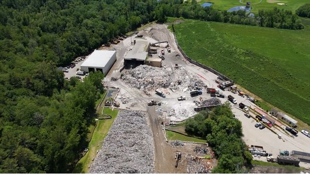 C&D recycling yard at ReSource Waste Services in New England: construction and demolition waste delivered for downstream recovery of non-ferrous metals.