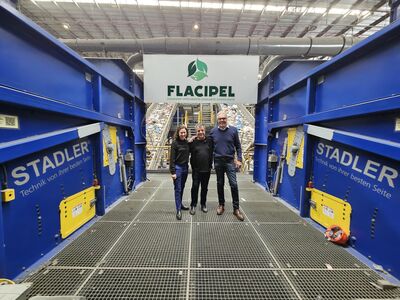 Julia Stadler Co CEO of STADLER Group Silvio Urias CEO of Multilixo Group and Willi Stadler Co CEO of STADLER Group at the Flacipel plant