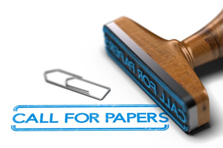 3D illustration of rubber stamp over white background with the text call for papers. Conference or workshop event announcement and organization