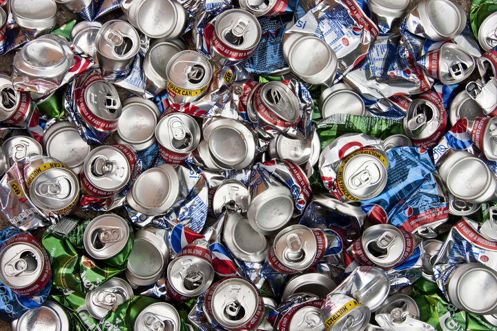 recycle recycling waste aluminium drinks cans can materials many squashed green metal eruse resuable recyclable environment environmental
